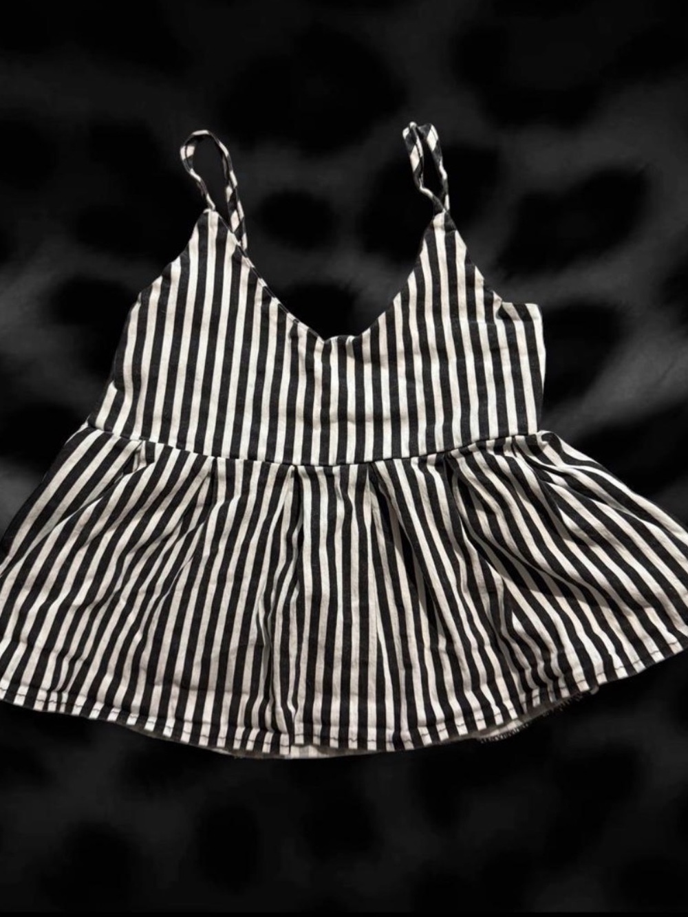 Black & White Striped babydoll Cami Top